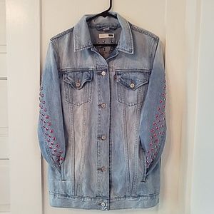 Levi's red studded denim jacket